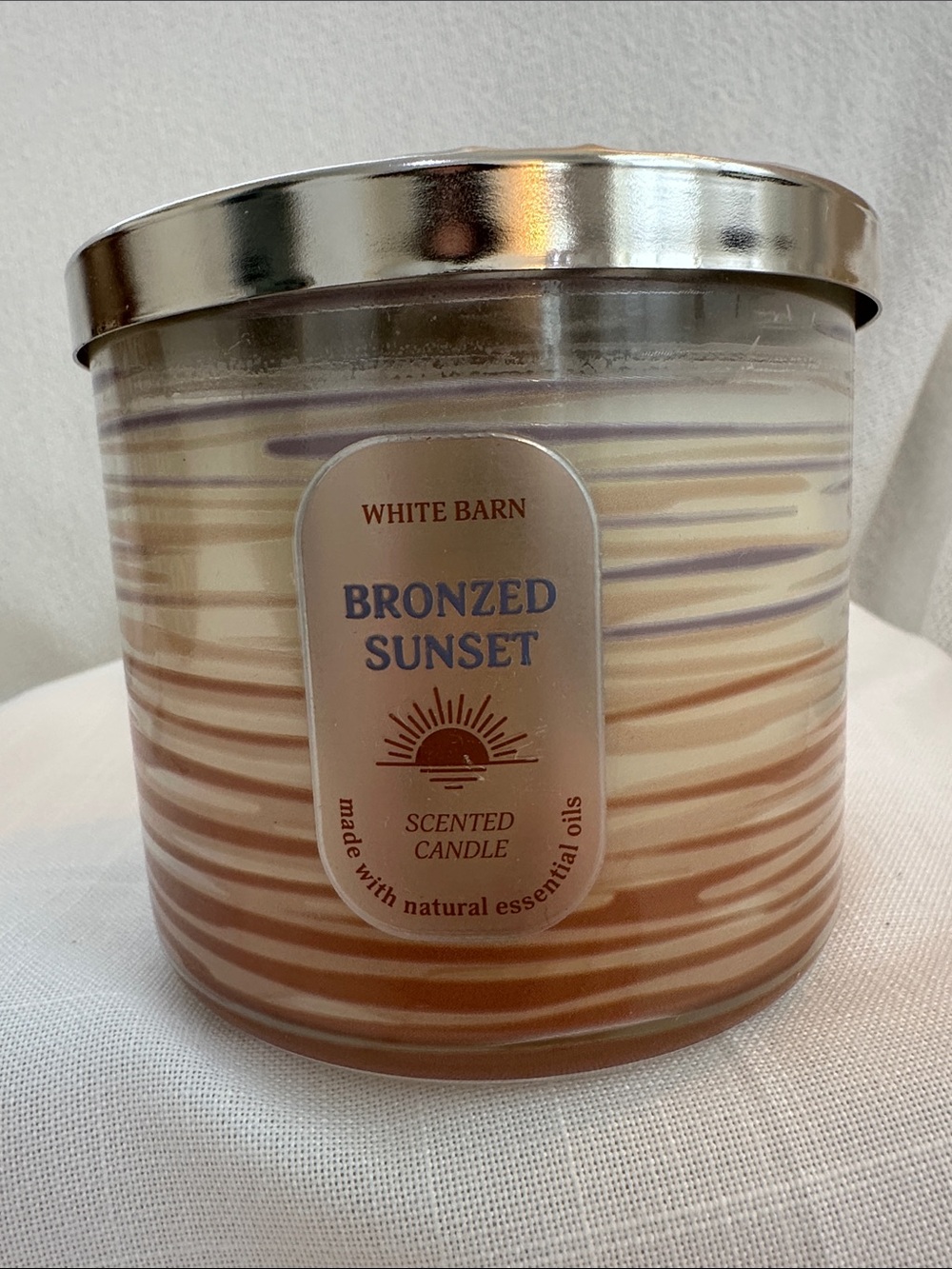 White Barn Bath and Body Works Bronzed Sunset 3 wick Candle NWT